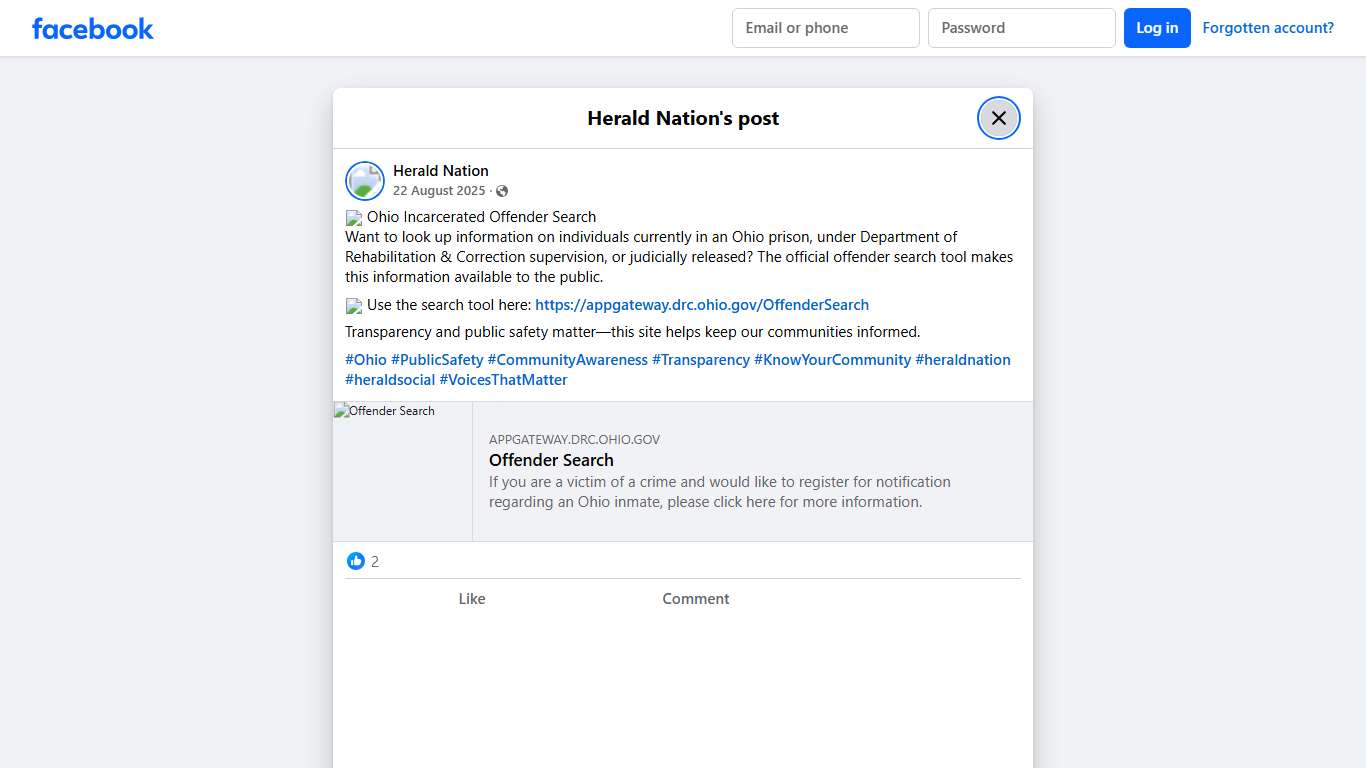 Herald Nation - 🔍 Ohio Incarcerated Offender Search Want... Facebook